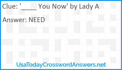 '____ You Now' by Lady A Answer