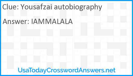 Yousafzai autobiography Answer