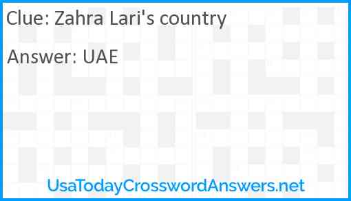 Zahra Lari's country Answer