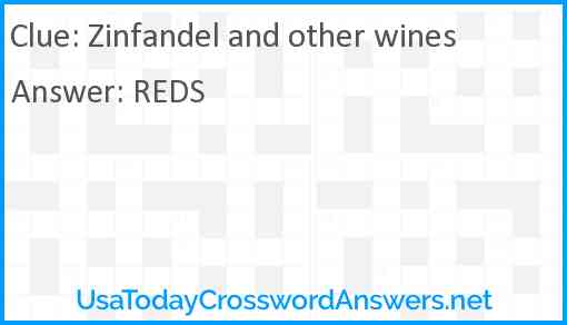 Zinfandel and other wines Answer