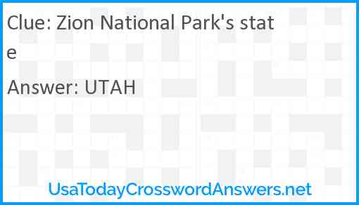 Zion National Park's state Answer